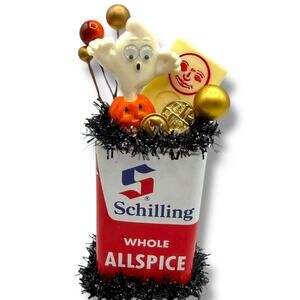 Halloween Ghost Hallmark Pin Vintage Tin Spice Decorative Assemblage